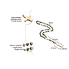 Meaeguet Black/Gold Color Long Rosary Necklace For Men Women Stainless Steel Bead Chain Cross Pendant Women's Men's Gift Jewelry