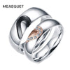Romantic CZ Stone Ring For Lover Rose Gold Color Wedding Rings Heart Stainless Steel Promise Love Jewelry