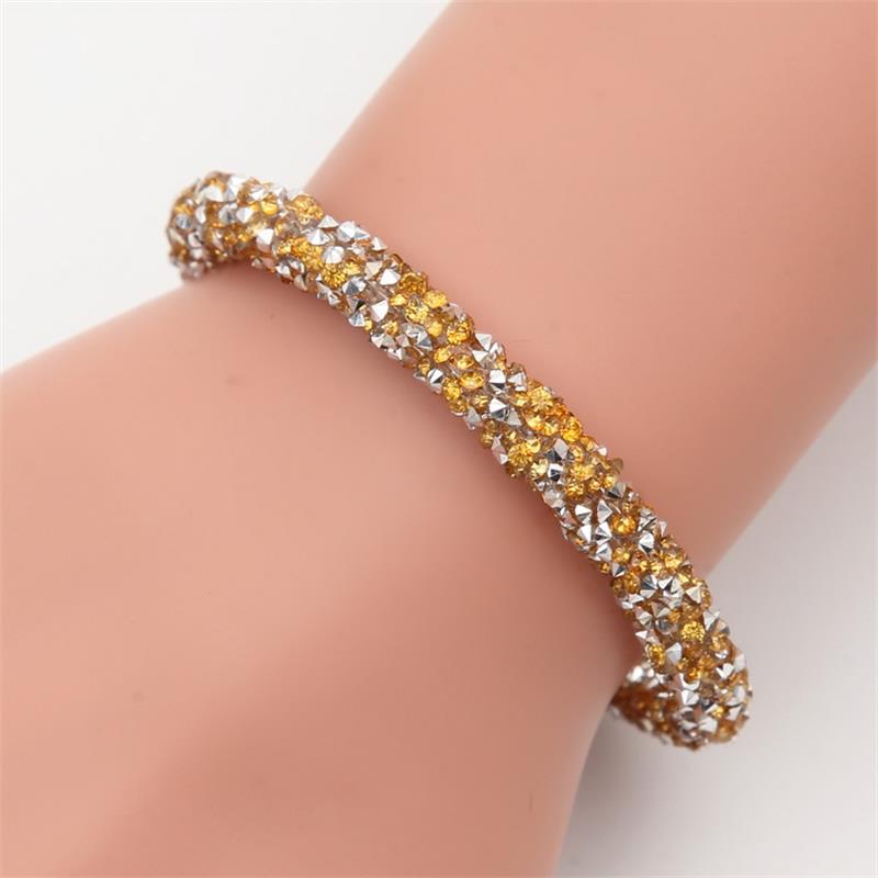 Trendy Mesh Crystal Cuff Star Magnetic Clasp Charm Bracelet Vintage 11 color Round Metal Chain Bracelets Jewelry Gift
