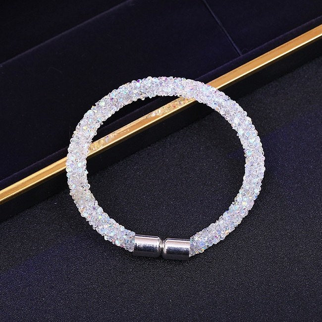 Trendy Mesh Crystal Cuff Star Magnetic Clasp Charm Bracelet Vintage 11 color Round Metal Chain Bracelets Jewelry Gift