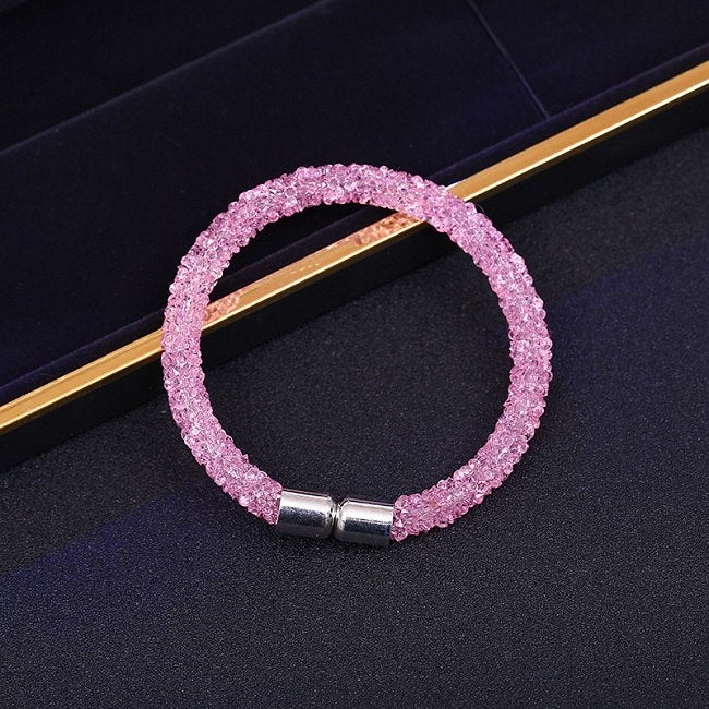 Trendy Mesh Crystal Cuff Star Magnetic Clasp Charm Bracelet Vintage 11 color Round Metal Chain Bracelets Jewelry Gift