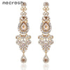Crystal Long Earrings for Women Silver/Black/Gold Color Chandelier Bridal Dorp Earrings Wedding Engagement Jewelry EH162