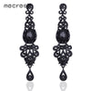 Crystal Long Earrings for Women Silver/Black/Gold Color Chandelier Bridal Dorp Earrings Wedding Engagement Jewelry EH162