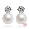 [MeiBaPJ]100% Real Pearl Classic Princess Stud Earrings for Women 4 Colours Hot Selling 925 Silver Fine Jewelry