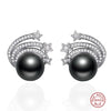 [MeiBaPJ] 9-10mm Natural Pearl Earrings for Women Stud Earrings 925 Solid Silver Stars Fashion Earrings Fine Jewelry
