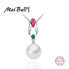[MeiBaPJ]9-10mm big size pearl necklace Elegant 925 sterling silver Angel wing pendant necklace for women 4 colors with gift box