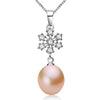 [MeiBaPJ]9-10mm big size pearl necklace Elegant 925 sterling silver snowflake pendant necklace for women 4 colors with gift box