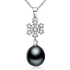 [MeiBaPJ]9-10mm big size pearl necklace Elegant 925 sterling silver snowflake pendant necklace for women 4 colors with gift box