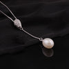 [MeiBaPJ]9-10mm big size pearl necklace Elegant 925 sterling silver water drop pendant necklace for women 4 colors with gift box