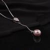 [MeiBaPJ]9-10mm big size pearl necklace Elegant 925 sterling silver water drop pendant necklace for women 4 colors with gift box