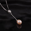 [MeiBaPJ]9-10mm big size pearl necklace Elegant 925 sterling silver water drop pendant necklace for women 4 colors with gift box
