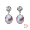 [MeiBaPJ] 925 Silver White Stone Classic Earrings Natural Pearl Stud Earring For Women Fine Jewelry With Gift Box