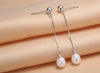 [MeiBaPJ] 925 Solid Silver L Earrings Natural Pearl Stud Earring For Women Fine Jewelry With Gift Box