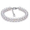 [MeiBaPJ] 925 Sterling Silver 8-9mm Fashion Semiround Pearl Bracelet for Women Lover Heart Accessaries Bangle Gift Bag
