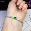 [MeiBaPJ] 925 Sterling Silver Natural Diopside Gemstone Bracelet for Women Fine Accessaries Green Stone Bangle