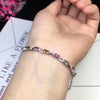 [MeiBaPJ] 925 Sterling Silver Natural Tourmaline Gemstone Bracelet for Women Fine Bangle Wedding Charm Jewelry