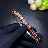 [MeiBaPJ] 925 Sterling Silver Natural Tourmaline Gemstone Bracelet for Women Fine Bangle Wedding Jewelry