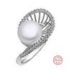 925 Sterling Silver Rings For Women Pearl Ring Crystal AAA Zircons Black Open Screw Finger Jewelry Wholesale