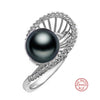 925 Sterling Silver Rings For Women Pearl Ring Crystal AAA Zircons Black Open Screw Finger Jewelry Wholesale