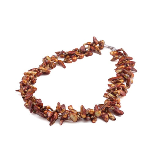 [MeiBaPJ] Baroque color pearl necklace green/red/brown 3 colors 925 sterling silver jewelry good for party gift box
