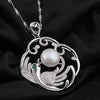 Big Natural Pearl Luxury Large Phoenix Pendant Necklace Jewelry 12-13mm With Real 925 Sterling Silver DZ-124Y