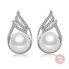 [MeiBaPJ]Brand High Quality 10-11mm Natural Pearl earrings for Women 925 Silver Pearl Stud Earrings Women Jewelry