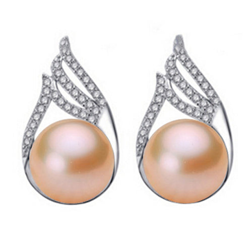 [MeiBaPJ]Brand High Quality 10-11mm Natural Pearl earrings for Women 925 Silver Pearl Stud Earrings Women Jewelry