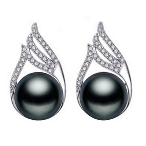 [MeiBaPJ]Brand High Quality 10-11mm Natural Pearl earrings for Women 925 Silver Pearl Stud Earrings Women Jewelry