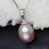 [MeiBaPJ] Classic 925 Sterling Rice Big Pearl Pendant Necklace For Women 4 Colors 9-10mm Natural Pearl Jewelry