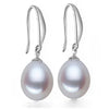 [MeiBaPJ]Classic 925 sterling silver drop earrings 9-10mm big pearl bead genuine natural rice pearl earrings gift box