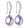 [MeiBaPJ]Classic 925 sterling silver drop earrings 9-10mm big pearl bead genuine natural rice pearl earrings gift box