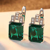 [MeiBaPJ] Classic Green Stone Square Drop Earrings Real 925 Sterling Silver AAA Zircon Fashion Party Jewelry for Women