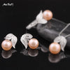 [MeiBaPJ]Classic Princess Earrings 100% real pearl earrings for women 4 colours hot selling sterling silver jewelry