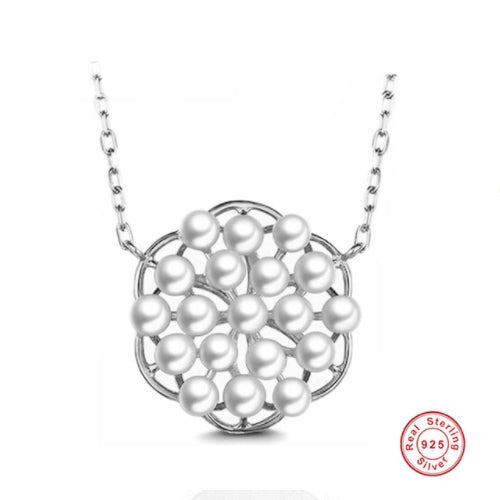 [MeiBaPJ]Elegant 2.5mm Small Round Pearl Necklace Real 925 Sterling Silver LuxurIy Charm Pendant Necklace for Women Fine Jewelry