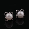 [MeiBaPJ] Elegant Women Pure S925 Sterling Silver Earrings Fashion Real Natural Pearl Sweet Flower Stud Earrings Fine Jewelry