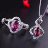 [ Fine Quality Natural Red Garnet Gemstone Trendy Jewelry set for Women Real 925 Sterling Silver Charm Fine Jewelry