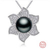 [MeiBaPJ]Highly Recommend Exclusive Flower Pendant 925 Silver 12-13mm Big Pearl Beautiful Necklace Best Gift bijoux femme