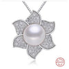[MeiBaPJ]Highly Recommend Exclusive Flower Pendant 925 Silver 12-13mm Big Pearl Beautiful Necklace Best Gift bijoux femme