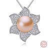 [MeiBaPJ]Highly Recommend Exclusive Flower Pendant 925 Silver 12-13mm Big Pearl Beautiful Necklace Best Gift bijoux femme