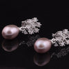 [MeiBaPJ]Luxury Europea snowfla925 sterling silver earrings for women high quality natural pearl jewelry 4 colors stud earrings