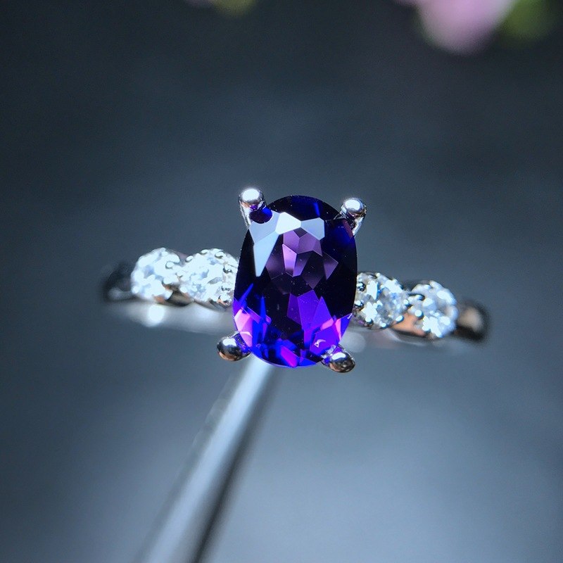 Natural Amethyst Gemstone Fashion Ring for Women Real 925 Sterling Silver Fine Jewelry