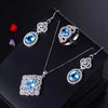Natural Blue Topaz Jewelry Set 925 Pure Silver Color Treasure Ornament Suit Wholesale Recommendation
