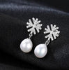 [MeiBaPJ]Natural Pearl Snowflake Fashion Drop Earrings Real 925 Sterling Silver Fine Charm Jewelry for Women