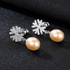 [MeiBaPJ]Natural Pearl Snowflake Fashion Drop Earrings Real 925 Sterling Silver Fine Charm Jewelry for Women