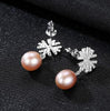 [MeiBaPJ]Natural Pearl Snowflake Fashion Drop Earrings Real 925 Sterling Silver Fine Charm Jewelry for Women
