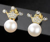 [MeiBaPJ]Natural Pearl Stud Earrings Real 925 Sterling Silver Fashion Crown Earrings for Women