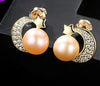 [MeiBaPJ]Natural Pearl Stud Earrings Real 925 Sterling Silver Fashion Moon Star Earrings for Women