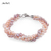 Natural Mixed Color Pearl Bracelet Pure Handmade Bangle Pearl With Real 925 Silver Clasp Fine Jewelry SL-113