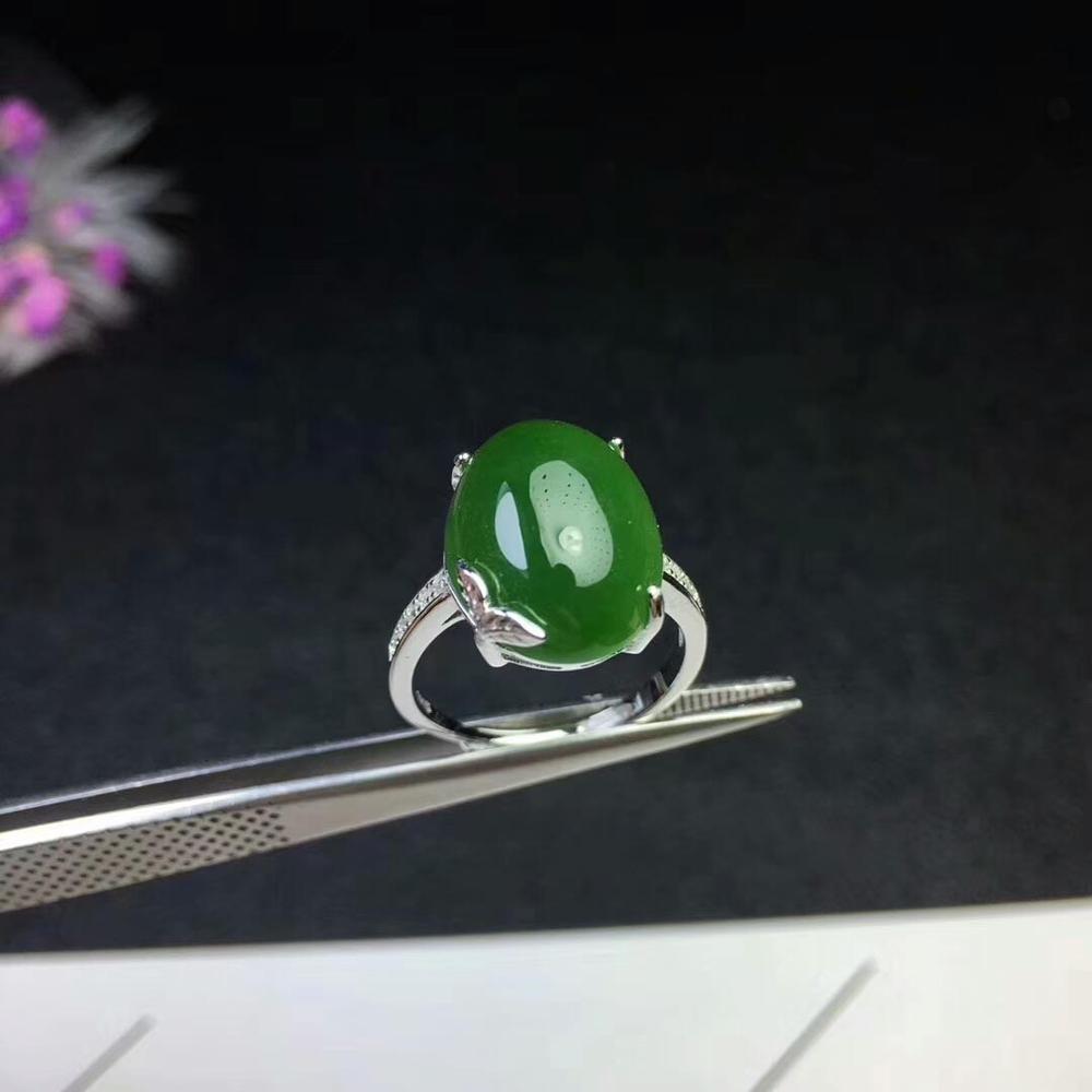 [ Natural Nephrite Jasper Gemstone Fashion Ring for Women Real 925 Sterling Silver Fine Jewelry