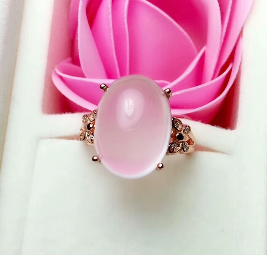 [ Natural Rose Quartz Gemstone Fashion Pink Stone Simple Ring for Women Real 925 Sterling Silver Charm Fine Jewelry